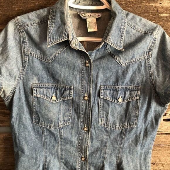 VINTAGE Bonjour denim blouse size Med - Picture 2 of 4